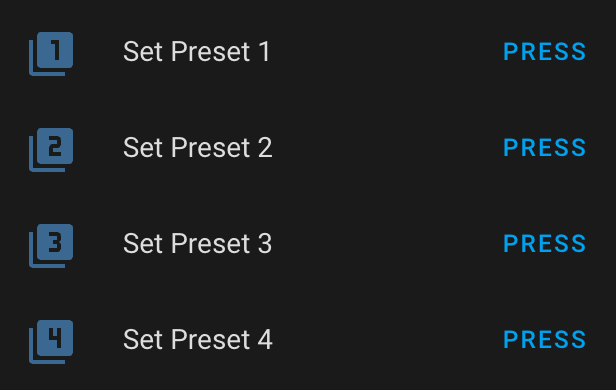 Preset set buttons in Home Assistant